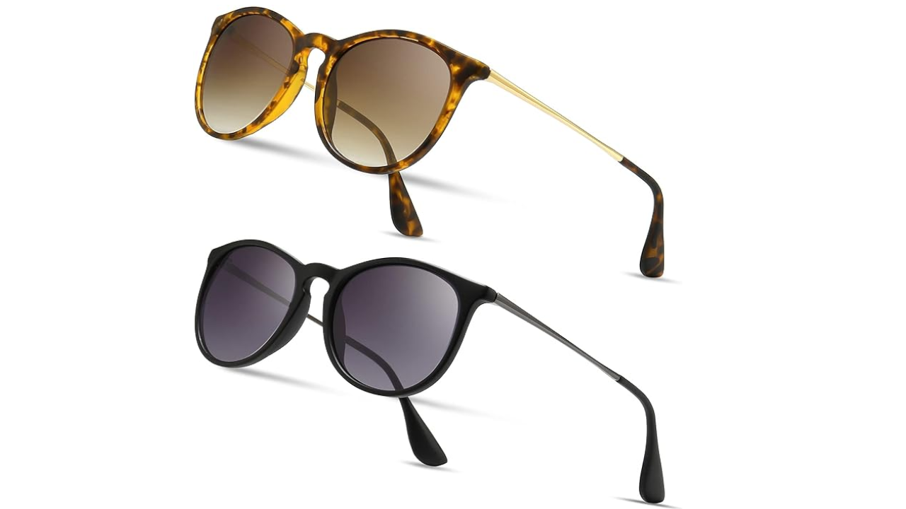 SUNGAIT Vintage Round Sunglasses (2-Pack)