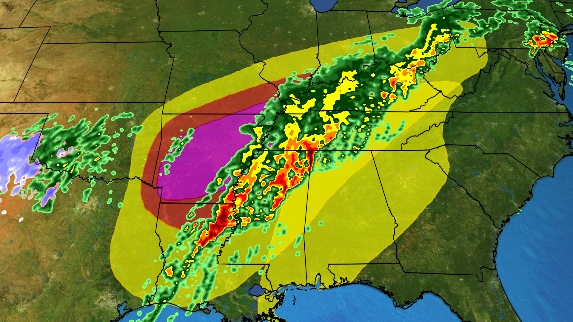 Major Flood Threat Continues Overnight As Storms Move East