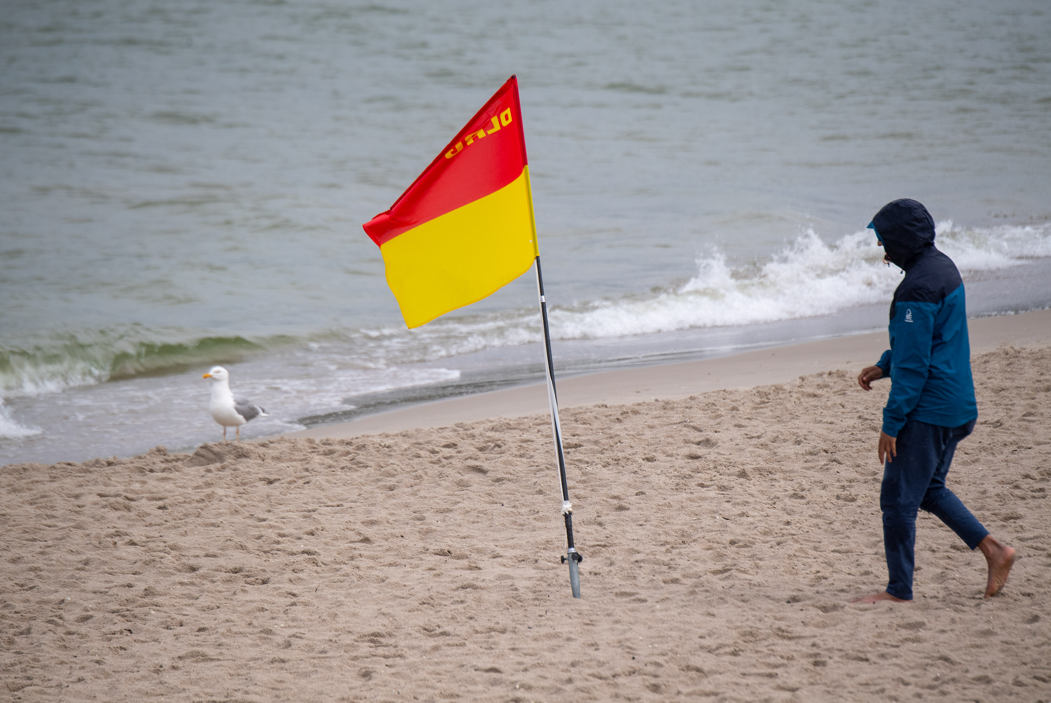 Red Yellow Beach Warning Flag 2