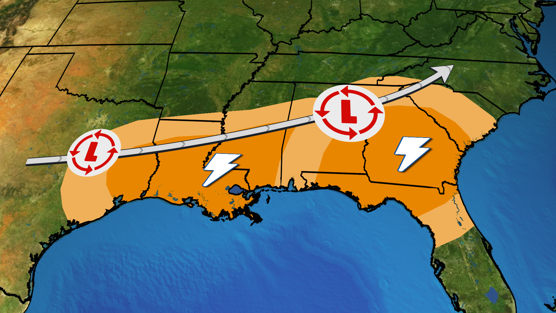 South Faces Severe Weather, Flooding Rain Threats