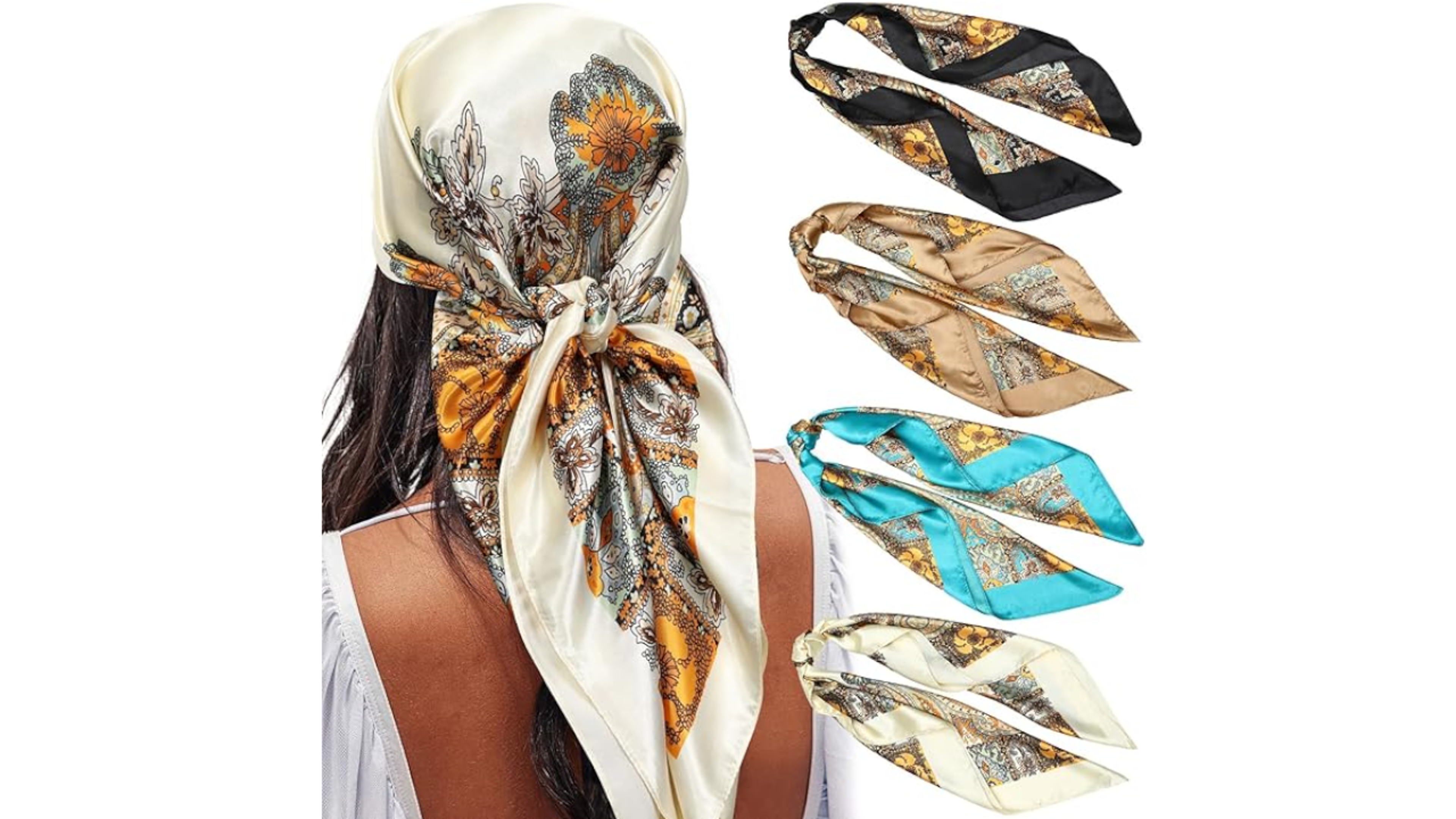AWAYTR 35-inch Satin Large Square Head Scarves