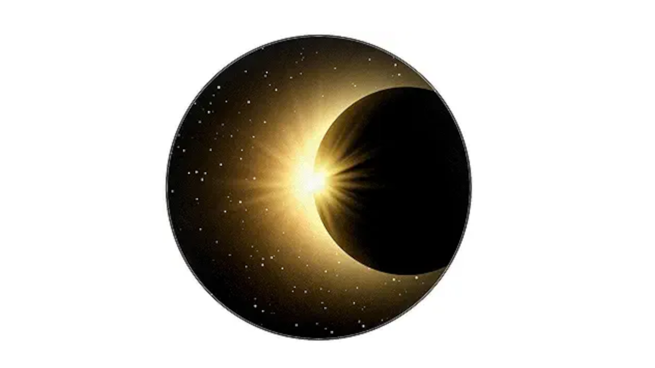 Black Space With Solar Eclipse Round Tablecloth