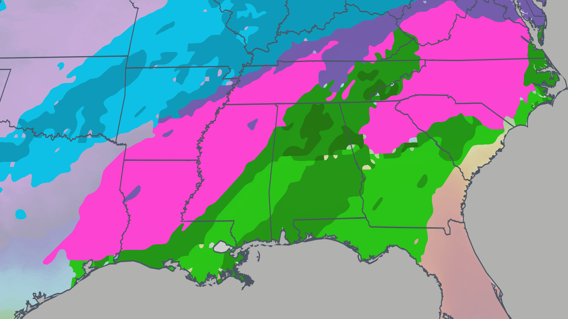 South: Tracking Snow, Ice, Possible Severe Storms Today
