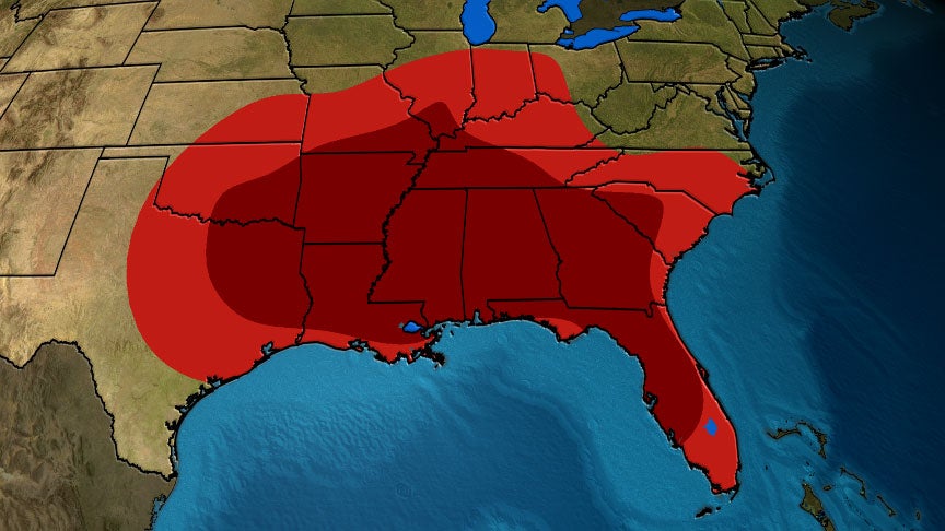Where February's Tornado Threat Is Typically Highest