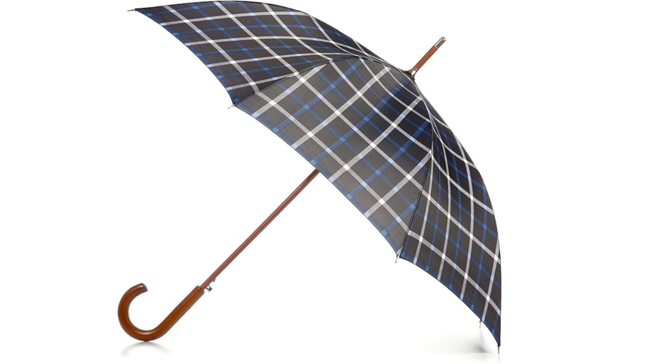 Totes Eco Auto-Open Wooden Stick Handle Umbrella