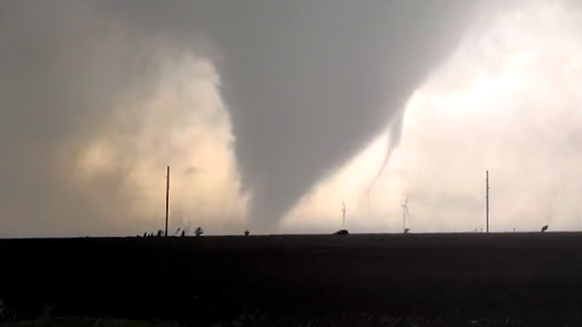 Watch: Twin Tornadoes Touch Down Near Braman, Oklahoma