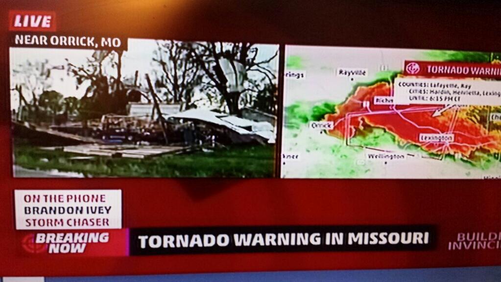 Tornado Damages Buildings, Mobile Homes in Orrick, Missouri The