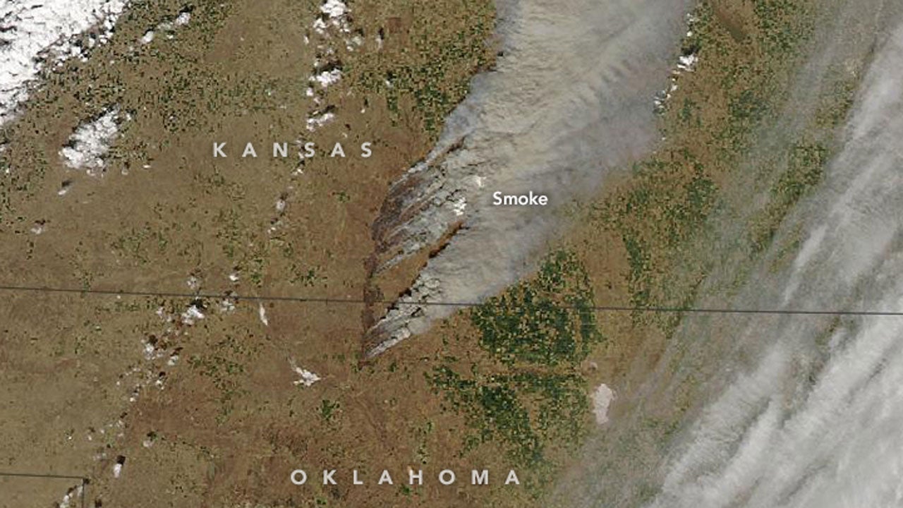 IMAGE: NASA Views Plains Grass Fires as They Claimed Hundreds of Thousands of Acres