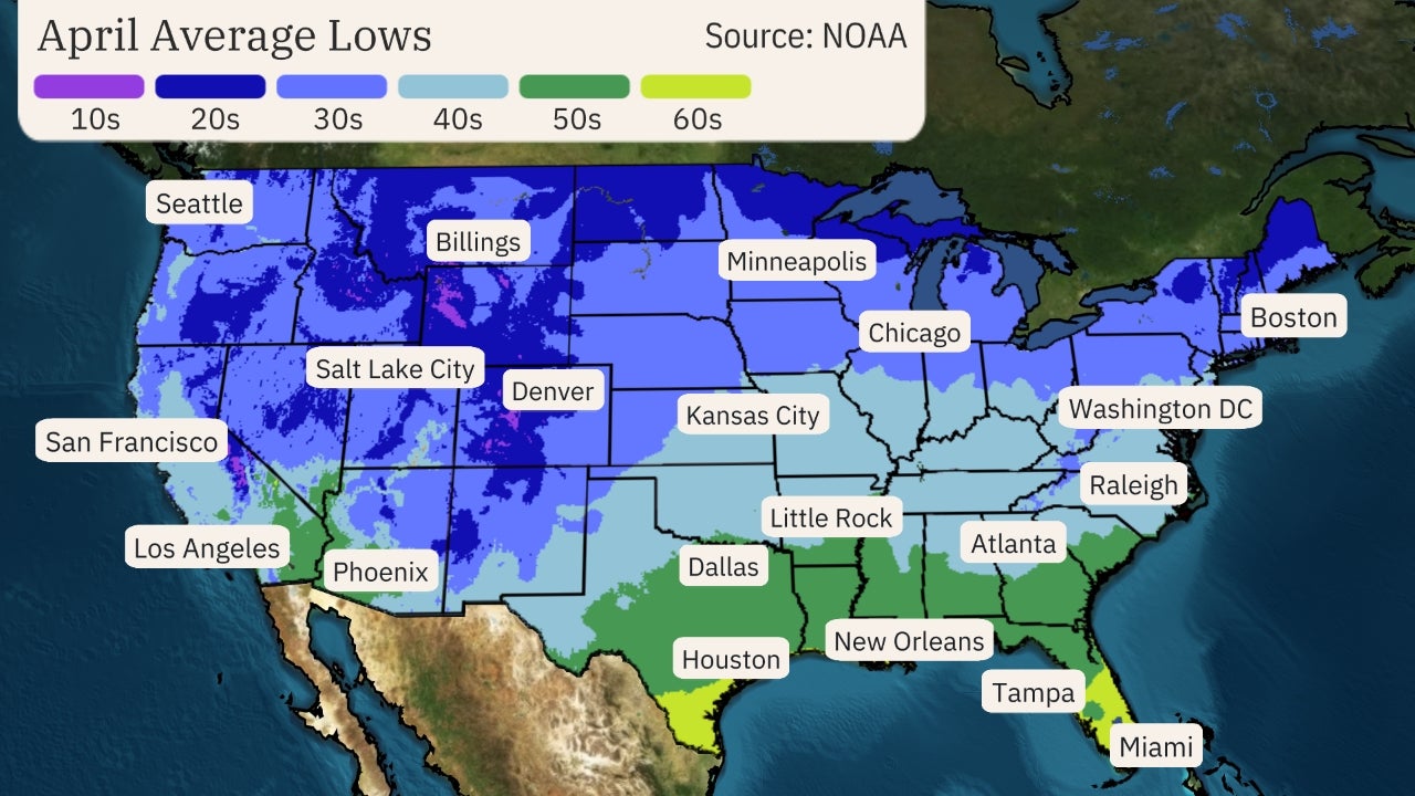 April average low temperatures