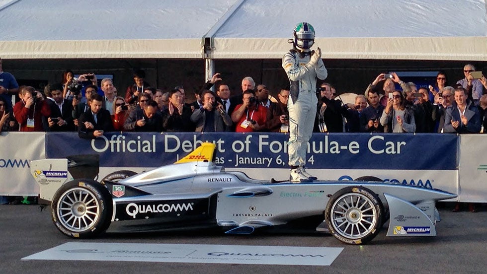 Electric Race Car Debuts on Vegas Strip