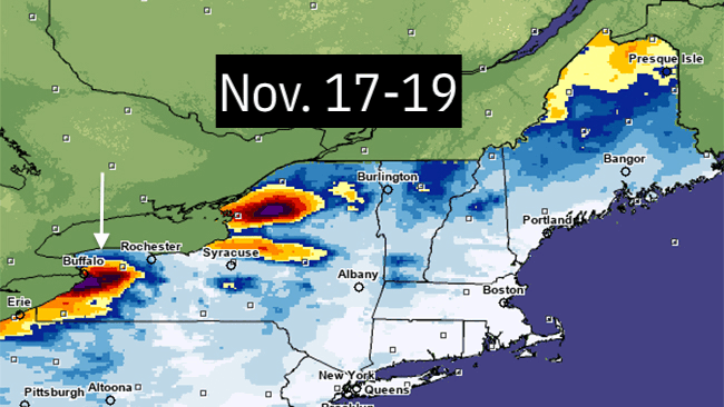 Buffalo, New York, 100 inches snowiest season to date