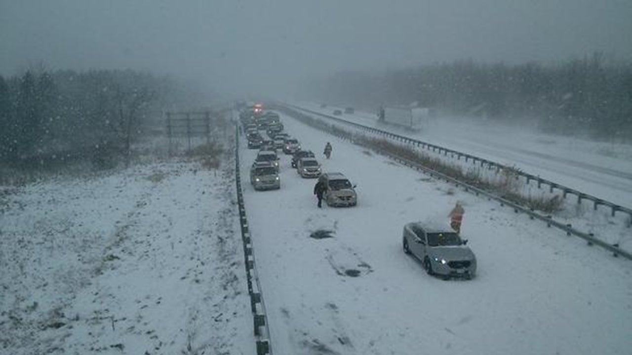 Snow Squall Causes Pileup Near Odessa, Ontario