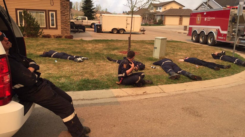 Exhausted Firefighters Photo Shows How Hard Crews Are Working To Contain Fort McMurray Wildfire