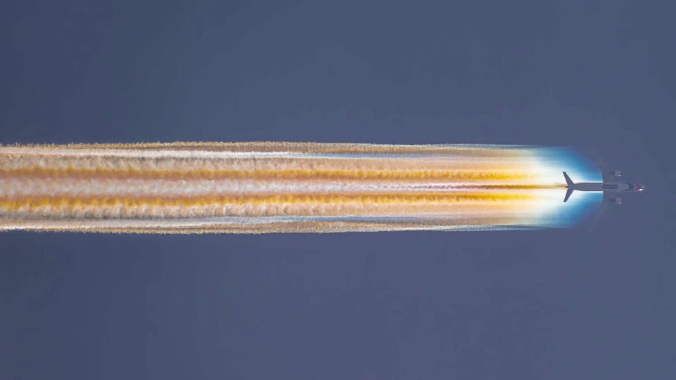 Incredible Rainbow Contrails Caught On Camera