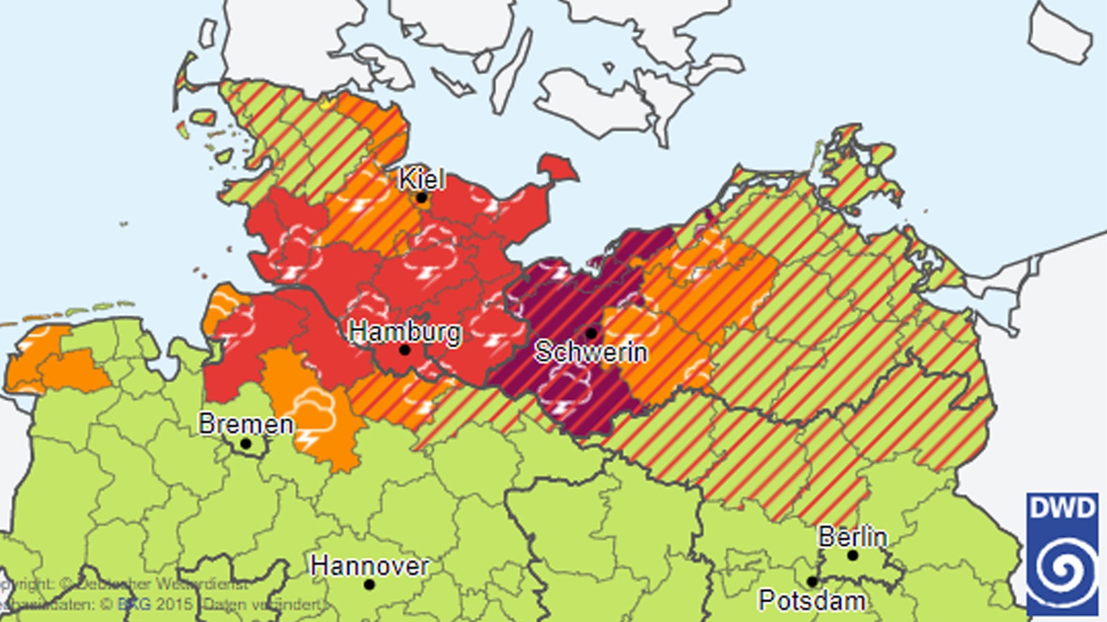 Unwetter toben im Norden Höchste Alarmstufe in MecklenburgVorpommern The Weather Channel