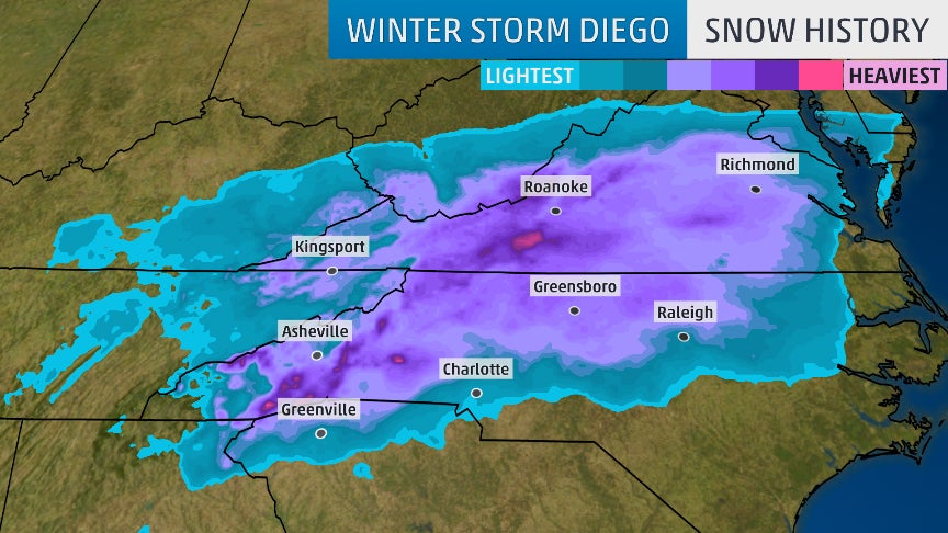 Winter Storm Diego Crippled The Southeast With Heavy Snow And Damaging Ice Recap The Weather Channel Articles From The Weather Channel Weather Com