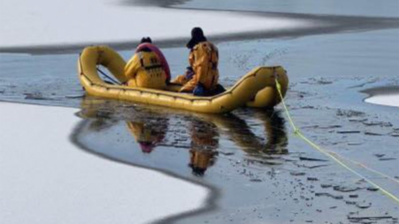 New Hampshire Firefighters Brave Icy Waters To Rescue Dog From Frozen Lake