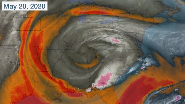 Cutoff Low, Responsible For Flooding in the Midwest and Southeast, Is Mesmerizing in Satellite Imagery