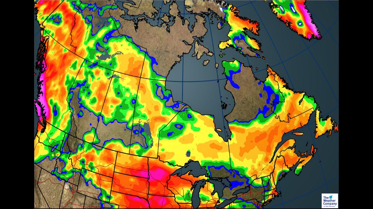 Canada Forecast Cloudy Atlantic Provinces, Stormy Prairies