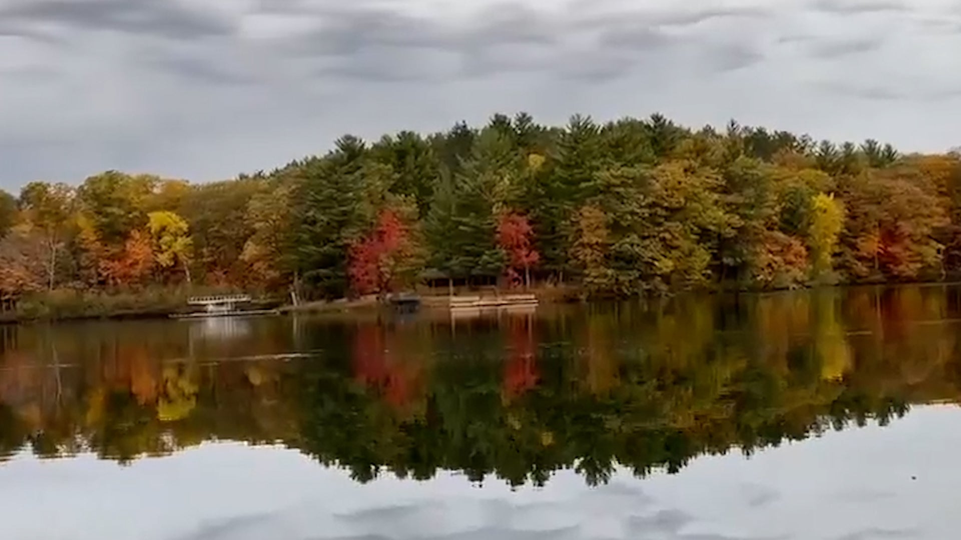 Beautiful Fall Foliage Reflects In Wisconsin Lake