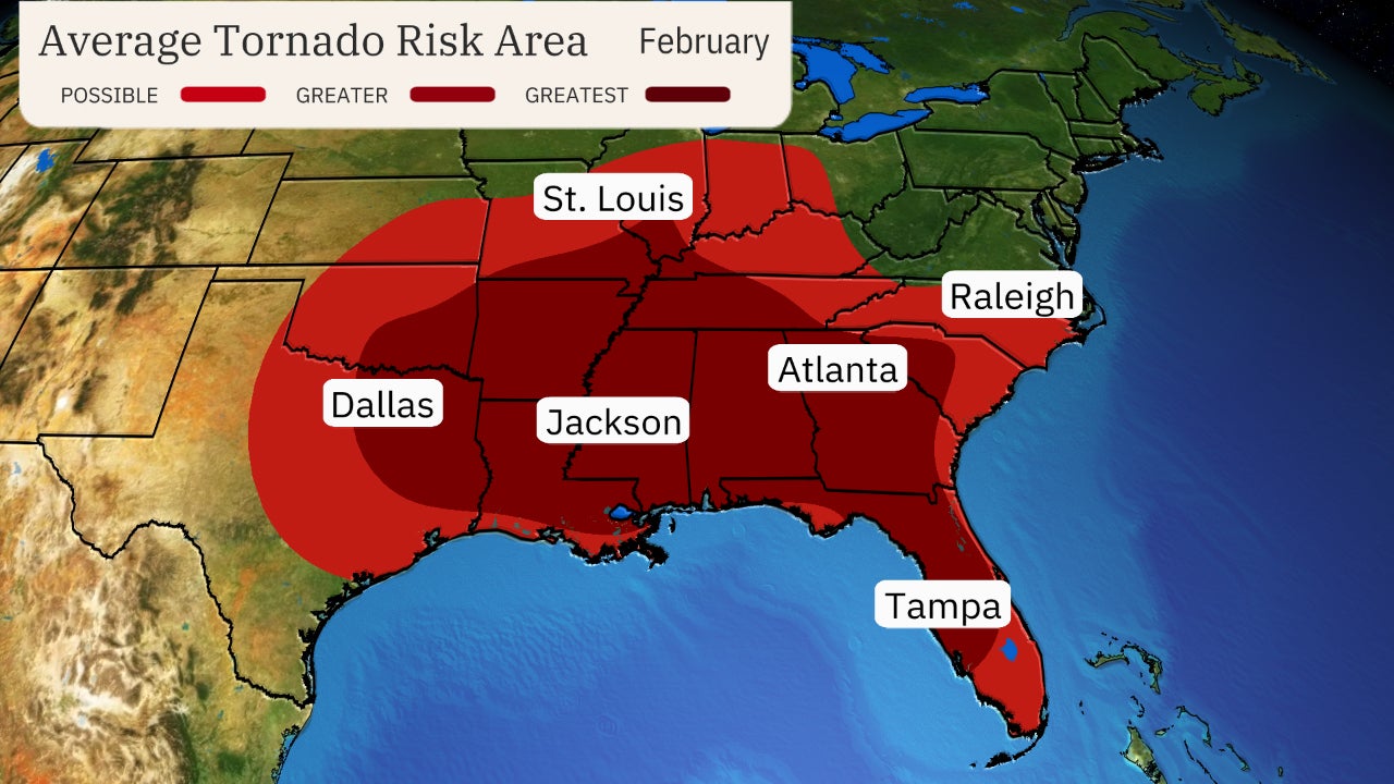 February tornado threat climatology NOAA SPC