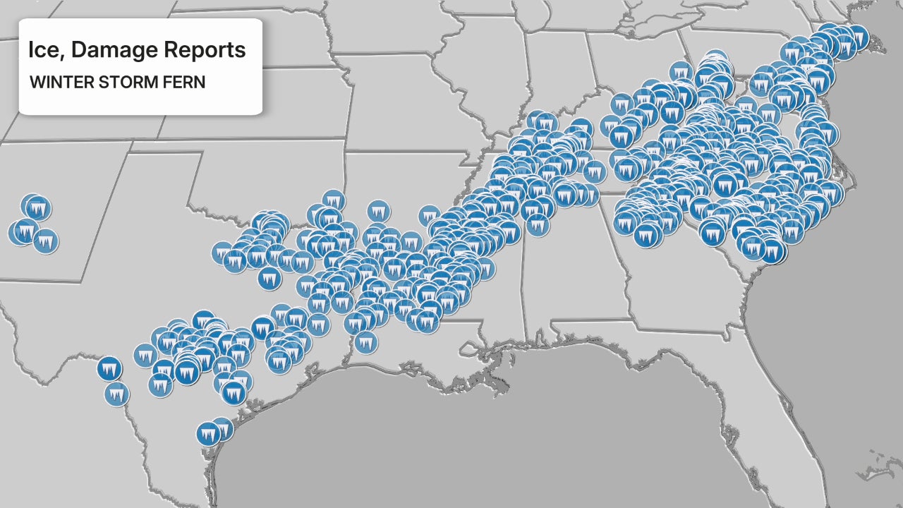 Winter Storm Fern ice reports