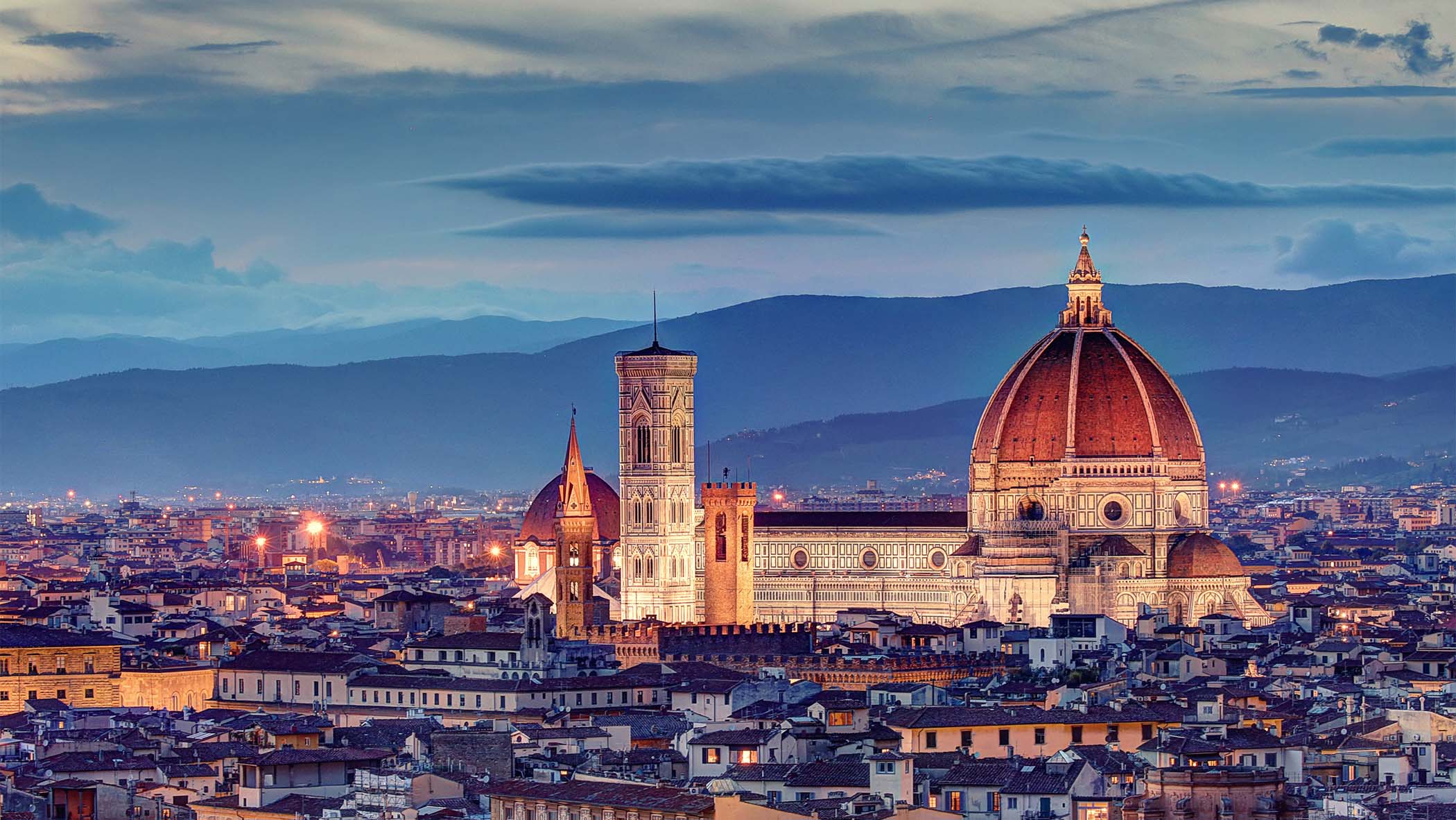 beautiful city in the sunset