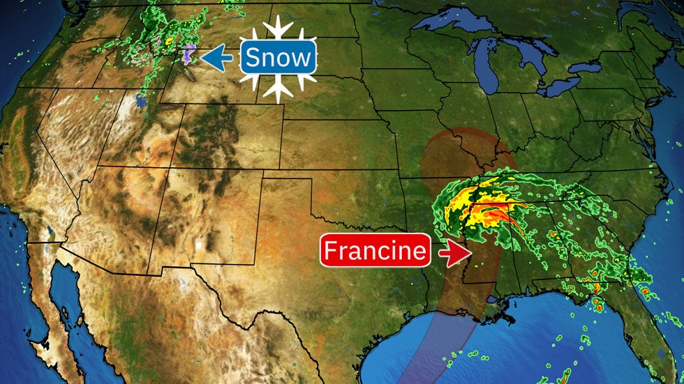 Clash Of Seasons Means Snow Will Fall In Part Of US As Francine Tracks Inland