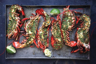 Grilled Lobster with Cilantro-Chili Butter