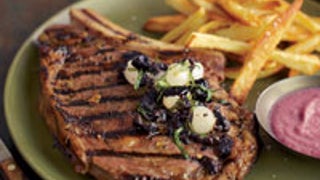 Grilled Steaks with Onion Sauce and Onion Relish