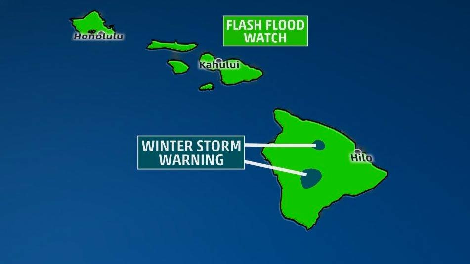 Winter Storm Warning in Hawaii Big Island Summits Could See Up to Two