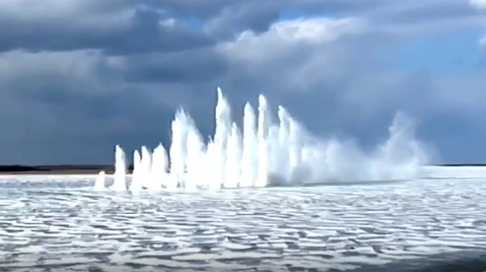 Explosions Create A Spectacle Of Sights And Sounds On China&rsquo;s Songhua River