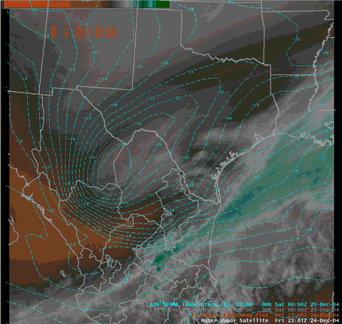 Water vapor loop of Christmas 2004 S. Texas Snowstorm