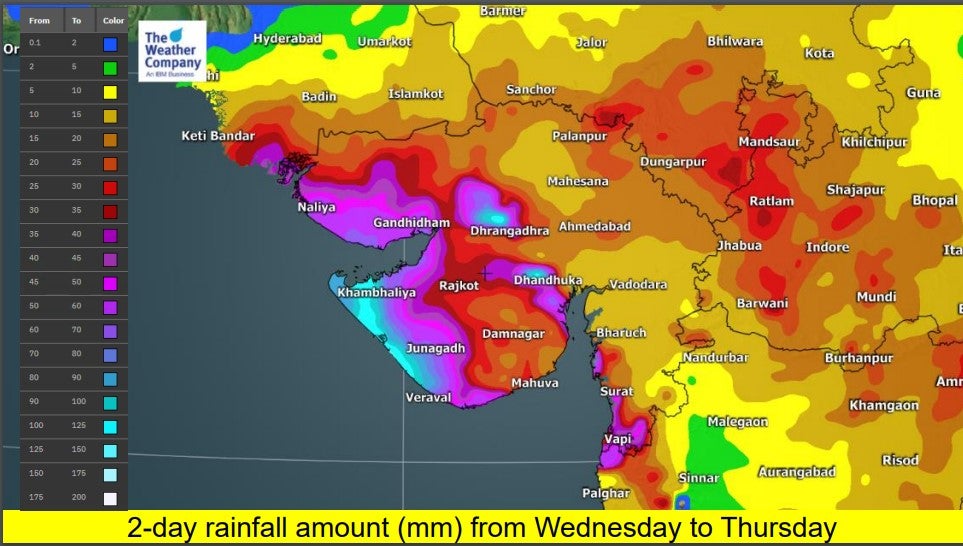 Heavy Showers to Batter Rainfall Deficient Gujarat on September 12