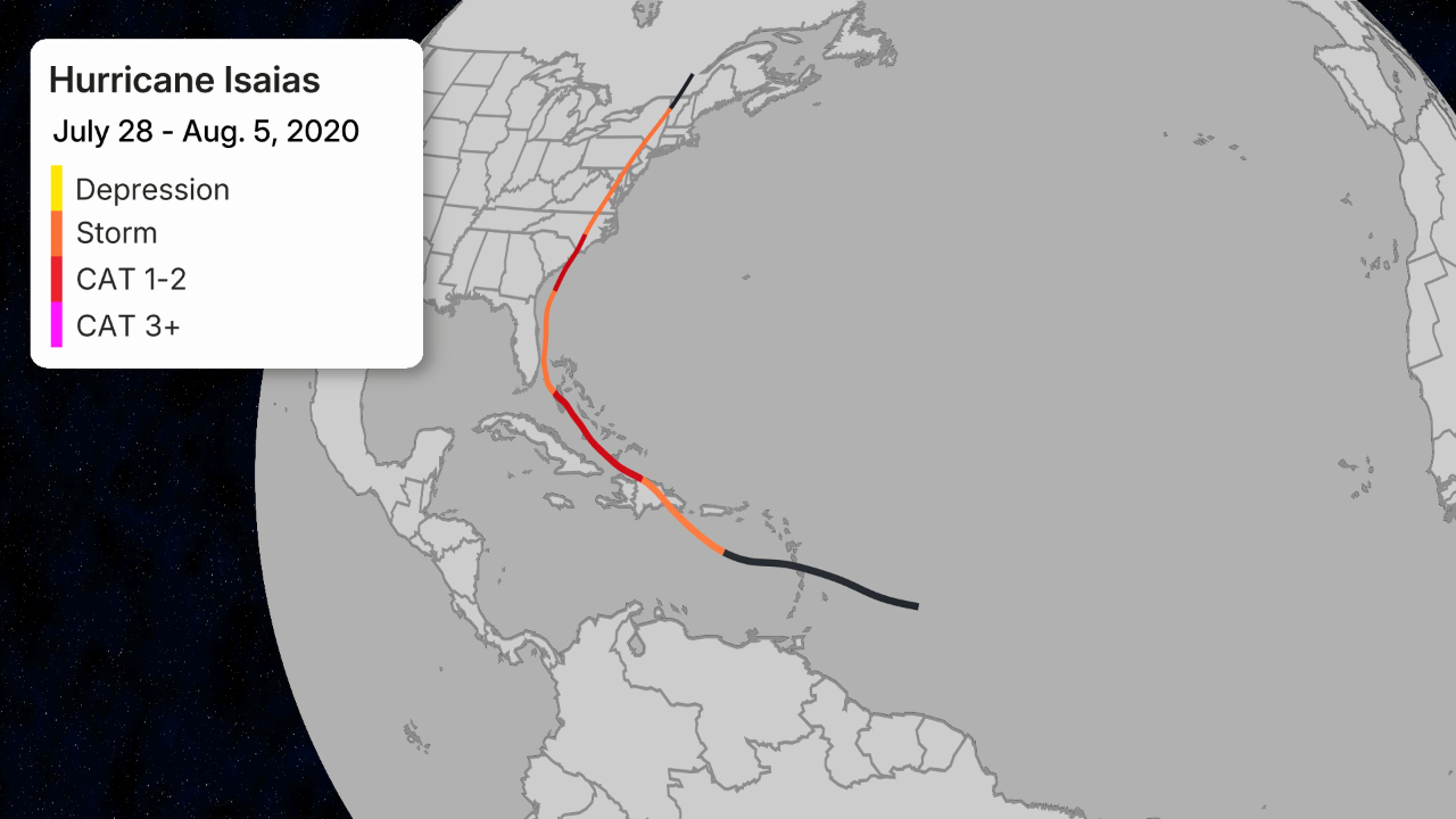 Hurricane Isaias 2020 track