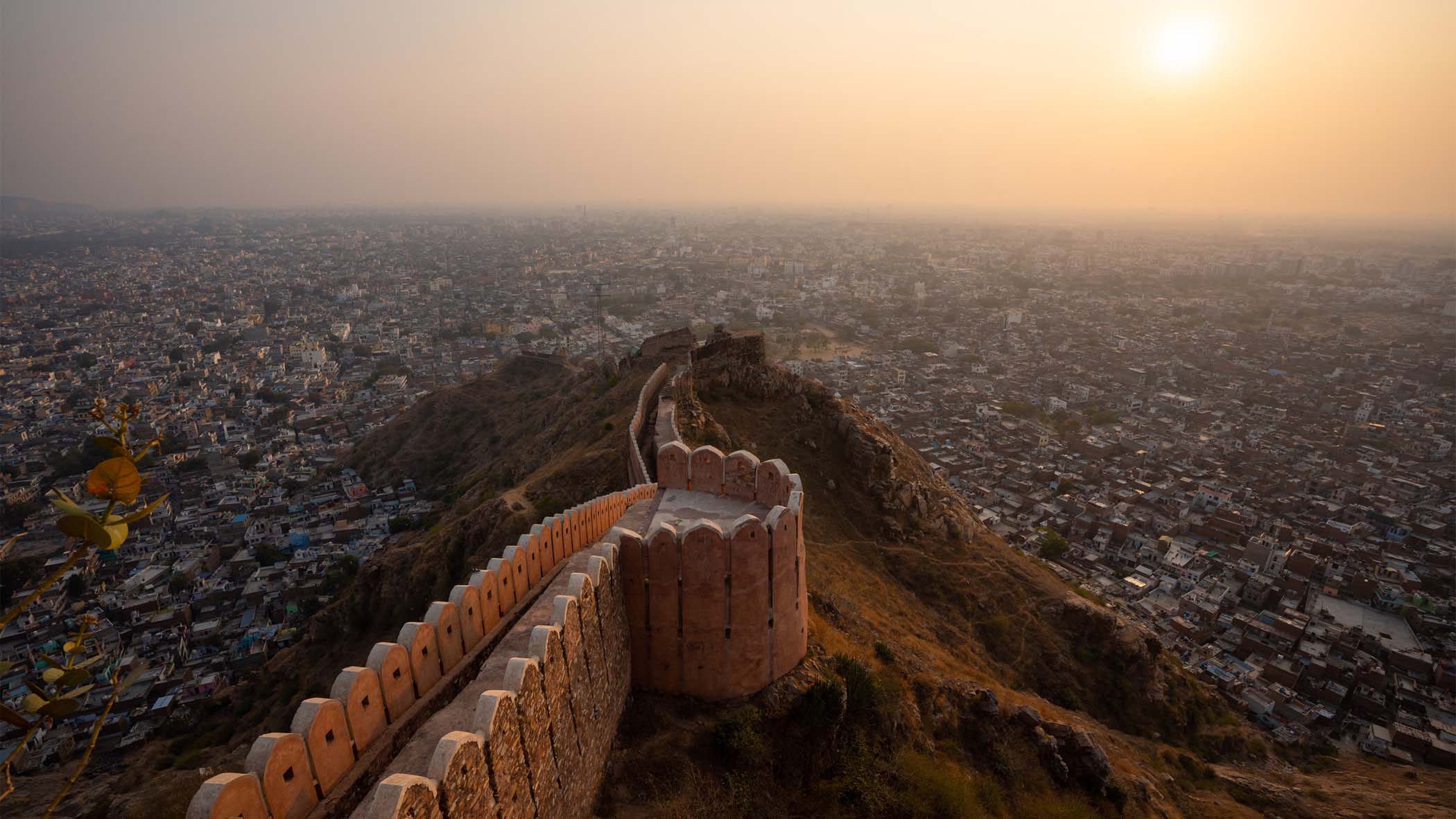 beautiful city in the sunset