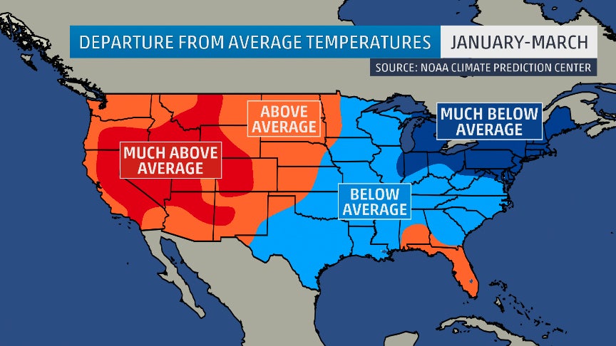 Nine States in West, Northeast See Record January-March Temperature Extremes in 2015, Says NOAA Report