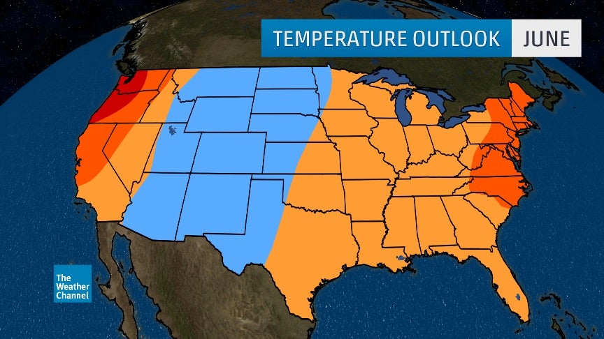 June 2017 Temperature Outlook: Warmer West Coast and East; Cooler in Parts of Plains and West