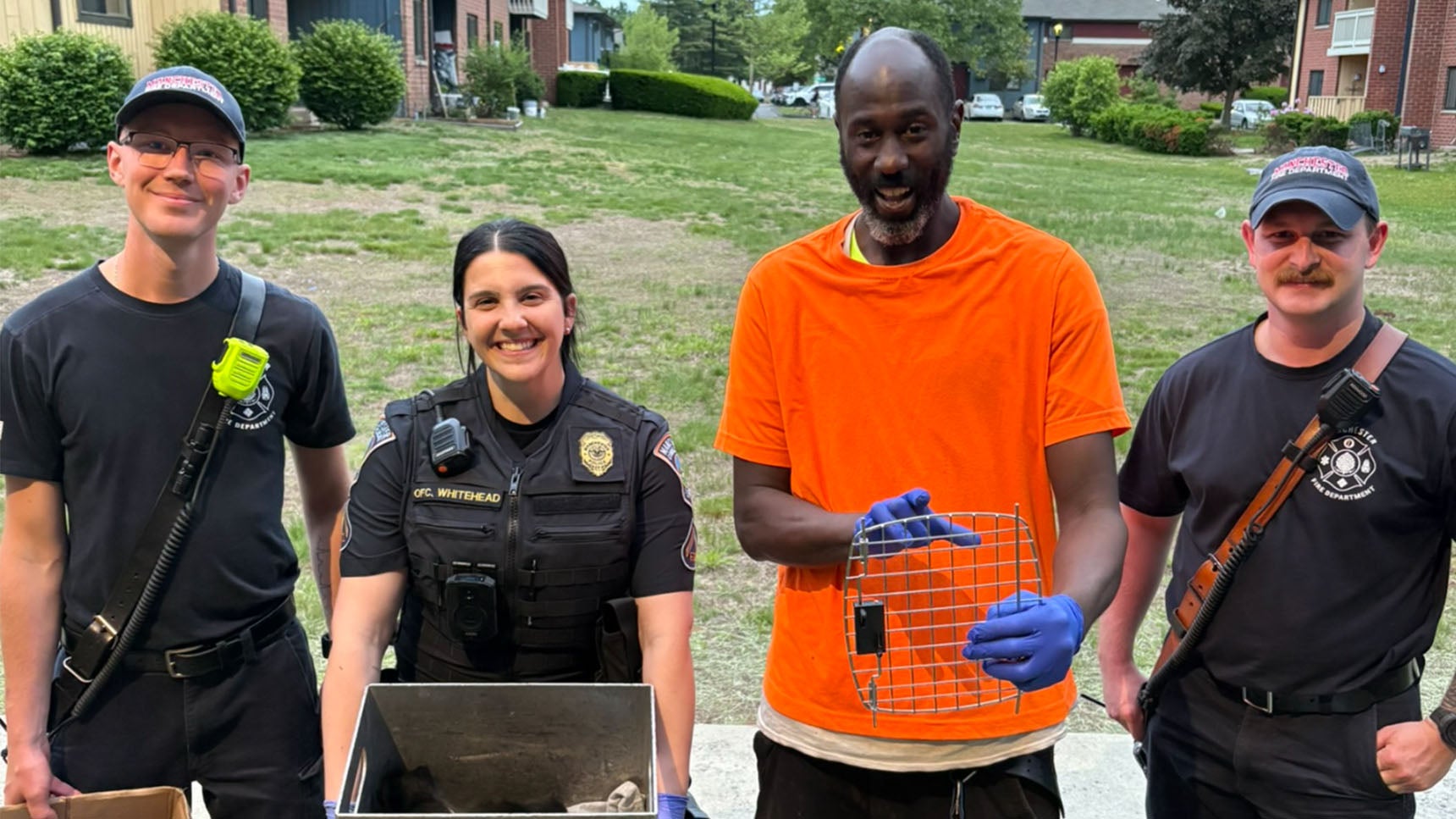 Four humans who just saved some kittens.