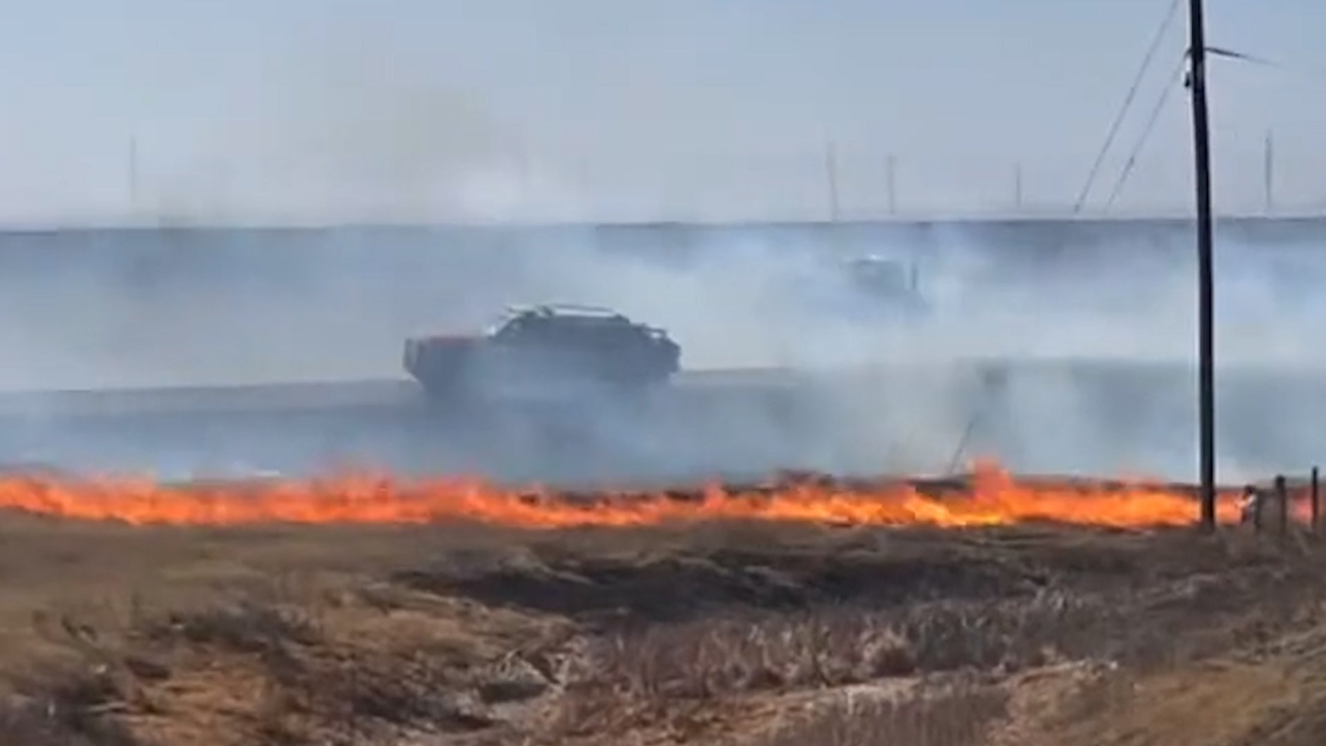 Strong Wind Fueled Massive Grass Fire Near Wyoming Border