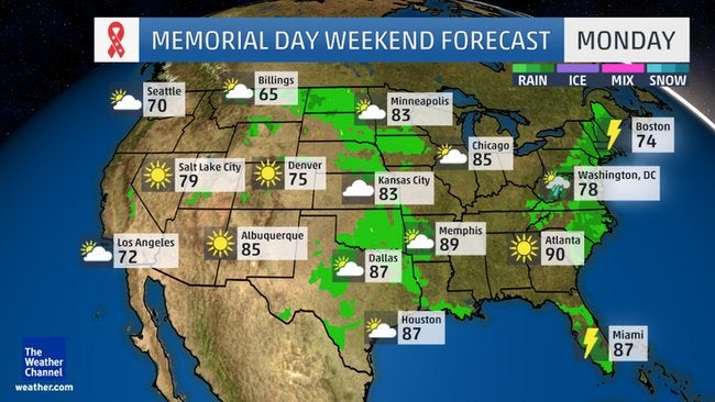 Unsettled Plains, Midwest, East Expected for Memorial Day 2016 (FORECAST)