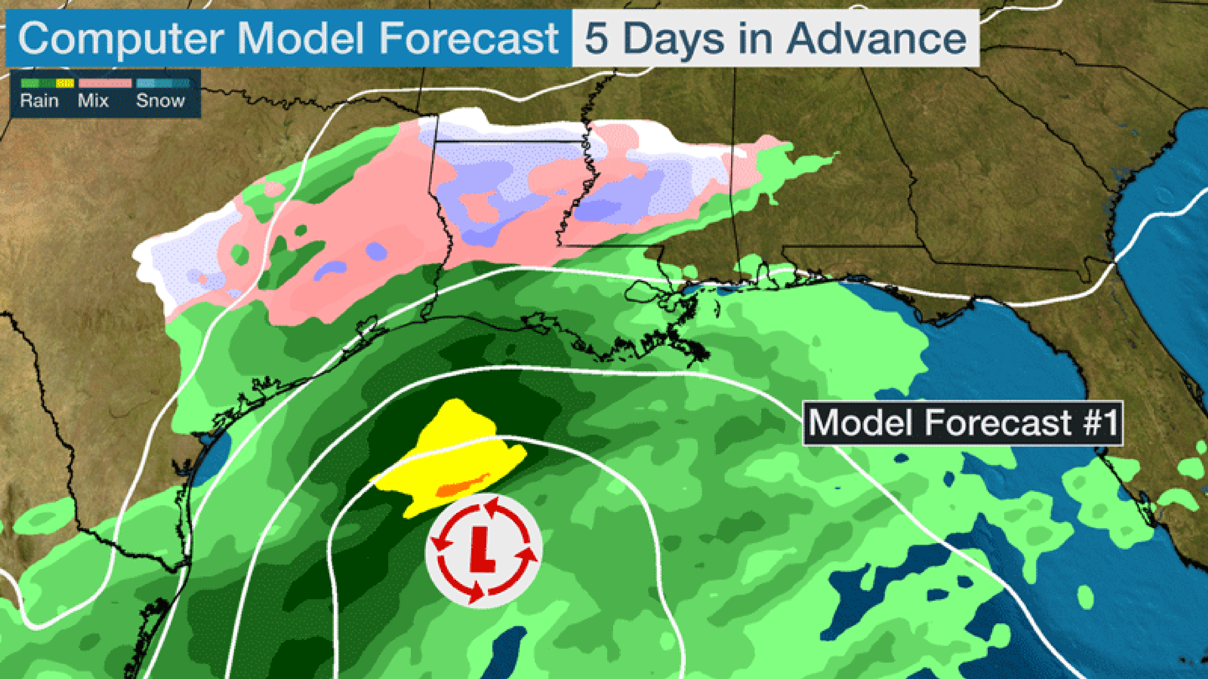 Example of a model forecast changing significantly from one run to the next.