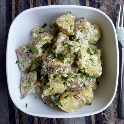 Roasted Potato Salad with Sour Cream and Shallots 