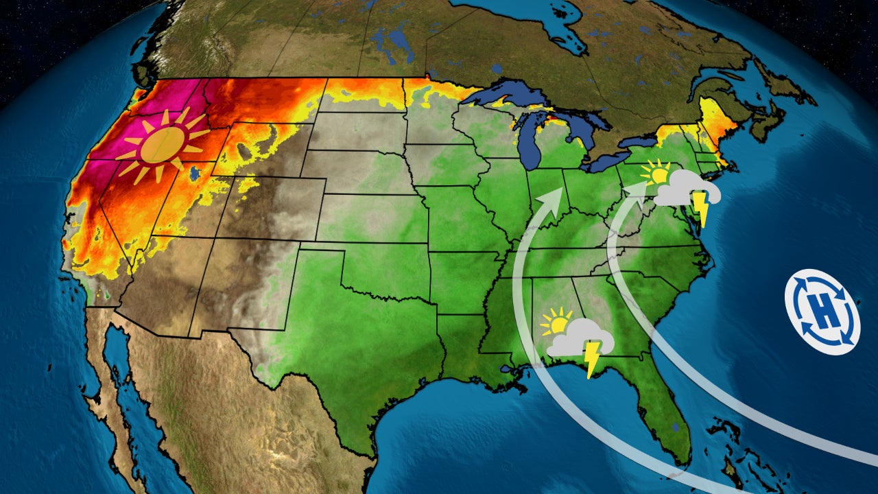3 Changes to Watch in the Weather This Week: More Humid, Stormy East as Record Heat Bakes West, N. Plains