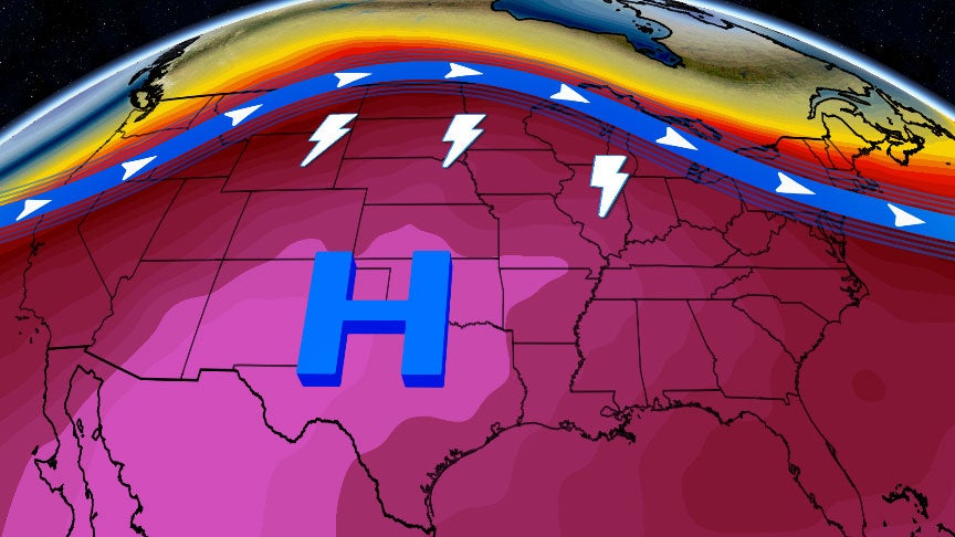 'Ring of Fire' Weather Pattern Scorching the Southern Plains as Thunderstorms Rumble Across the Nation's Northern Tier