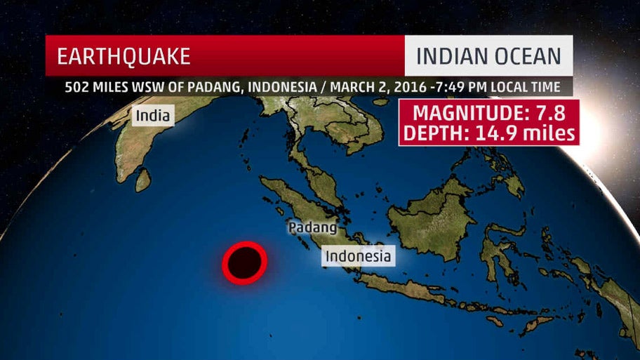 7.8 Magnitude Earthquake Reported near Sumatra