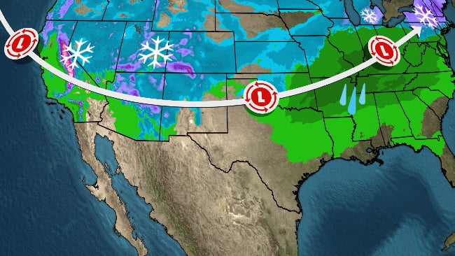 Coast-To-Coast Winter Storm Brings Blizzard To California's Sierra, Then Spreads To Midwest, Northeast