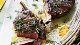 Rib Eye Steaks with Pete's Barbecue Sauce