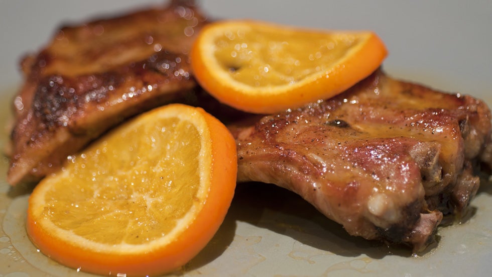 Beer-Braised Baby Back Ribs with Orange-Tamarind Sauce 