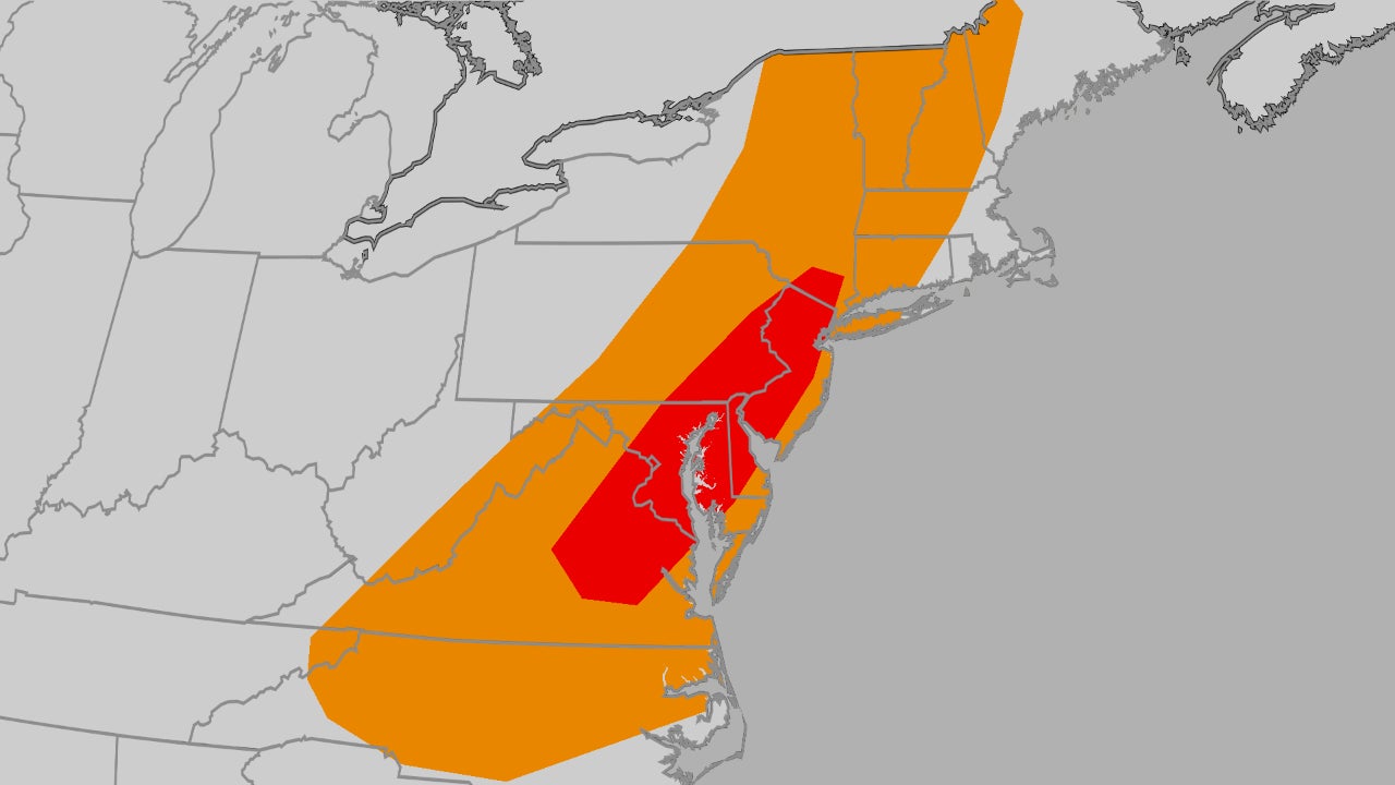 Severe Thunderstorms With Damaging Winds Target The East Thursday, Including New York, Philly and Washington
